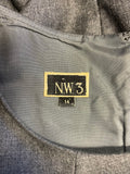 HOBBS NW3 GREY 100% WOOL SHORT SLEEVED A LINE DRESS SIZE 14