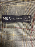 MARKS & SPENCER GREY CHECK SHORT SLEEVED BELTED FIT & FLARE MIDI DRESS SIZE 10L
