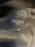 HOBBS BLACK 100% WOOL COLLARED BUTTON TRIM SLEEVELESS SHIFT DRESS SIZE 14