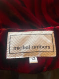 MICHEL AMBERS RED ROSE PRINT VELVET JACKET & FINE STRAP TOP  SIZE 12