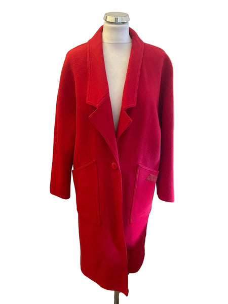 WEILL PARIS WOOL BLEND RED WOOL BLEND UNLINED COAT SIZE APPROX 12/14