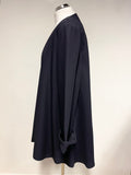 GINA BACCONI NAVY BLUE EDGE TO EDGE FLARED MID LENGTH JACKET SIZE 16