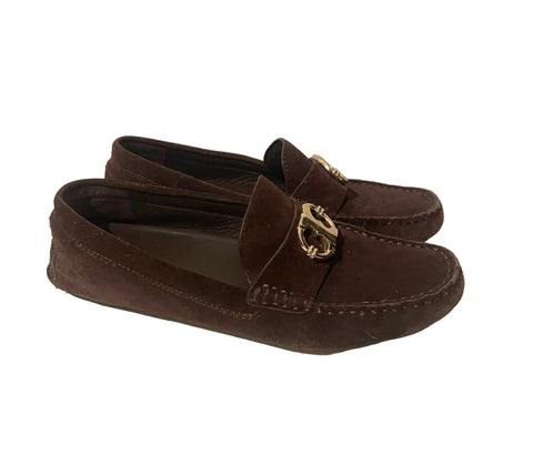 TORY BURCH BROWN SUEDE SLIP ON LOAFERS SIZE 5.5/39