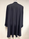 GINA BACCONI NAVY BLUE EDGE TO EDGE FLARED MID LENGTH JACKET SIZE 16