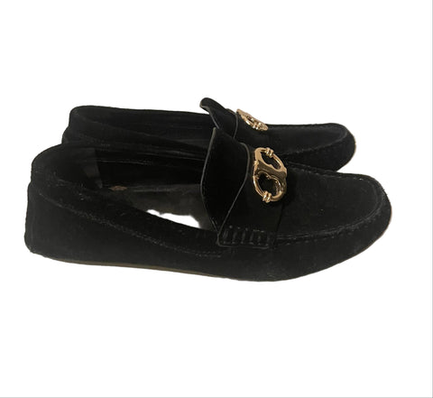 TORY BURCH BLACK SUEDE SLIP ON LOAFERS SIZE 5.5/39