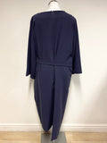 KIN NAVY BLUE 3/4 SLEEVED TIE SIDE MIDI DRESS SIZE L