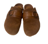 SEE BY CHLOE GEMA TAN SUEDE & LEATHER BRASS RING STRAP SLIP ON MULES SIZE 5/38