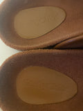 SEE BY CHLOE GEMA TAN SUEDE & LEATHER BRASS RING STRAP SLIP ON MULES SIZE 5/38