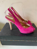 MODA IN PELLE FUCHSIA PINK SUEDE PEEP TOE SLINGBACK HEELS SIZE 6/39