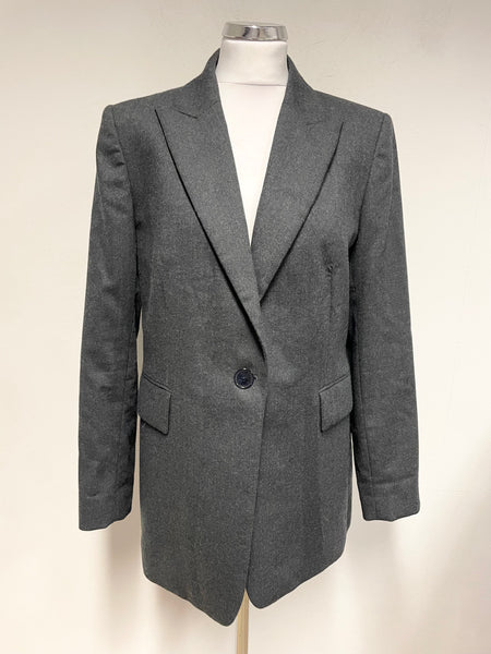 MASSIMO DUTTI DARK GREY 100% WOOL TAILORED JACKET SIZE 44 UK 16