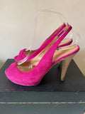 MODA IN PELLE FUCHSIA PINK SUEDE PEEP TOE SLINGBACK HEELS SIZE 6/39