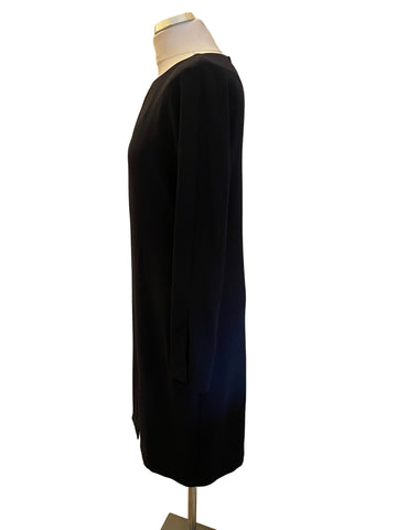 JIGSAW NAVY BLUE KEYHOLE NECK LONG SLEEVE SHIFT DRESS SIZE 12