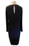 JIGSAW NAVY BLUE KEYHOLE NECK LONG SLEEVE SHIFT DRESS SIZE 12