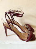 STEVE MADDEN ENTICE BURGUNDY ( CRANBERRY) ANKLE STRAP HIGH HEEL SANDALS SIZE 6/39