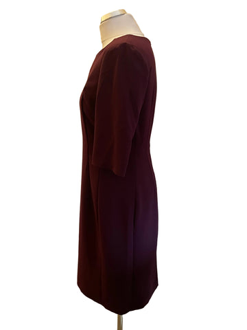 HOBBS AUBERGINE HALF SLEEVE PENCIL DRESS SIZE 12
