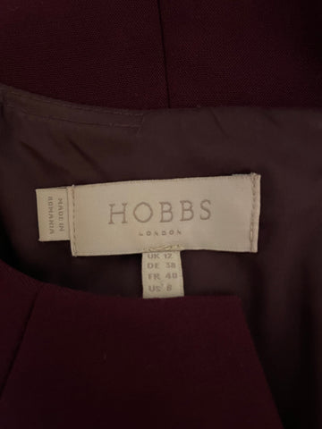HOBBS AUBERGINE HALF SLEEVE PENCIL DRESS SIZE 12