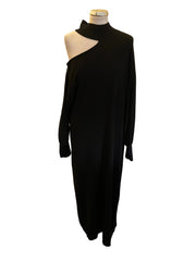 HUSH BLACK CUT OUT SHOULDER LONG SLEEVE MIDI JUMPER DRESS  SIZE 16