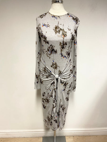 MARKS & SPENCER BEST OF BRITISH GREY PRINT STRETCH JERSEY PENCIL DRESS SIZE 6