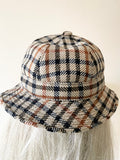 VINTAGE 1976 DAKS BROWN TWEED BUCKET HAT SIZE S