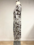MARKS & SPENCER BEST OF BRITISH GREY PRINT STRETCH JERSEY PENCIL DRESS SIZE 6