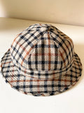 VINTAGE 1976 DAKS BROWN TWEED BUCKET HAT SIZE S