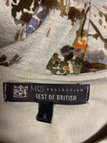 MARKS & SPENCER BEST OF BRITISH GREY PRINT STRETCH JERSEY PENCIL DRESS SIZE 6