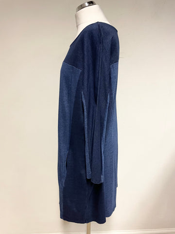 TOAST  BLUE 2 TONE RELAXED FIT COTTON SHIFT DRESS SIZE L