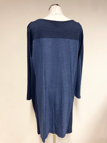 TOAST  BLUE 2 TONE RELAXED FIT COTTON SHIFT DRESS SIZE L