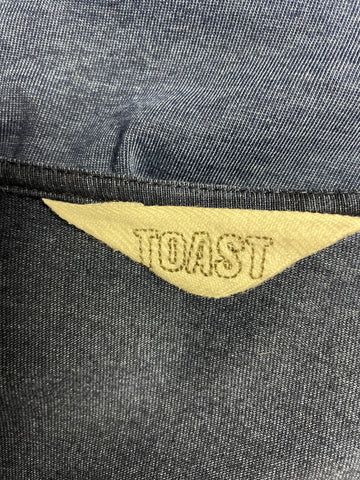 TOAST  BLUE 2 TONE RELAXED FIT COTTON SHIFT DRESS SIZE L