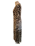 RALPH LAUREN BROWN ZEBRA STRIPE JERSEY MAXI DRESS SIZE M