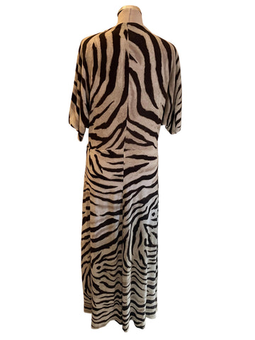 RALPH LAUREN BROWN ZEBRA STRIPE JERSEY MAXI DRESS SIZE M