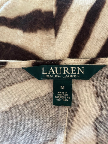 RALPH LAUREN BROWN ZEBRA STRIPE JERSEY MAXI DRESS SIZE M