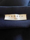 SANDRO NAVY BLUE STRETCH KNIT A-LINE LAZER CUT DETAIL SKIRT SIZE 1 UK 6/8/10