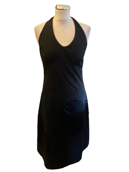 ST MARTINS BLACK CONTRASTING PRINTS HALTER NECK A- LINE DRESS SIZE M UK 12