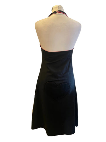 ST MARTINS BLACK CONTRASTING PRINTS HALTER NECK A- LINE DRESS SIZE M UK 12