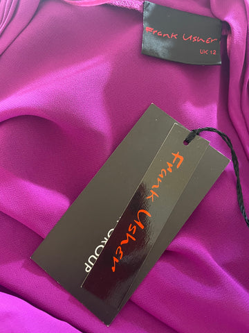 BRAND NEW FRANK USHER PURPLE SLEEVELESS SATIN FITTED TOP SIZE 12