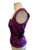 BRAND NEW FRANK USHER PURPLE SLEEVELESS SATIN FITTED TOP SIZE 12