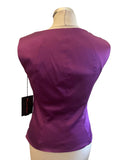 BRAND NEW FRANK USHER PURPLE SLEEVELESS SATIN FITTED TOP SIZE 12