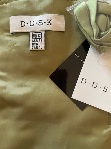 BRAND NEW FRANK USHER DUSK GREEN SATIN STRAPLESS BUSTIER WITH ADDITIONAL STRAPS SIZE 12