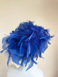 RAYMOND OF LONDON ROYAL BLUE FEATHER & NET TRIMMED HAT