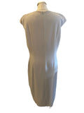 L’ATELIER LIGHT GREY LACE & BEAD TRIMMED SPECIAL OCCASION PENCIL DRESS  SIZE 18