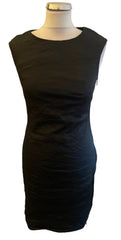 SARAH PACINI BLACK METALLIC SHIMMER SLEEVELESS PENCIL DRESS SIZE 0 FIT UP TO SIZE 10