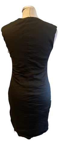 SARAH PACINI BLACK METALLIC SHIMMER SLEEVELESS PENCIL DRESS SIZE 0 FIT UP TO SIZE 10