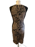JOSEPH RIBKOFF BLACK & GOLD KEYHOLE NECKLINE STRETCH JERSEY PENCIL DRESS SIZE 12