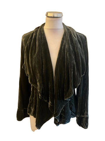 MARINA AVRAAM DARK GREEN VELVET OPEN FRONT JACKET SIZE 16