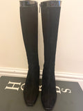 HOBBS BLACK SUEDE KNEE LENGTH HEEL BOOTS SIZE 6/39