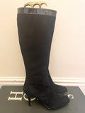 HOBBS BLACK SUEDE KNEE LENGTH HEEL BOOTS SIZE 6/39