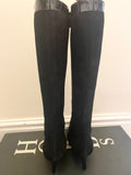 HOBBS BLACK SUEDE KNEE LENGTH HEEL BOOTS SIZE 6/39