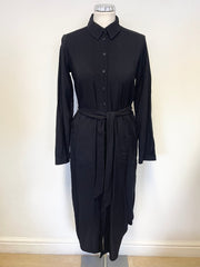 BRAND NEW WHISTLES BLACK LONG SLEEVED BELTED MIDI SHIRT DRESS  SIZE 8