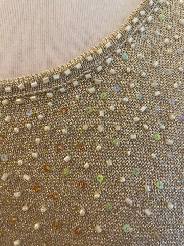 EASTEX GOLD LUREX JUMPER & MATCHING CARDIGAN SET  SIZE 14/16